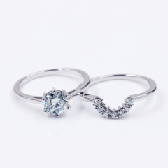 Custom 925 sterling silver platinum engagement moissanite diamond ring