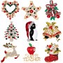 New Arrival Christmas Jewelry Boot Deer Tree Cartoon Colorful Crystal Brooches