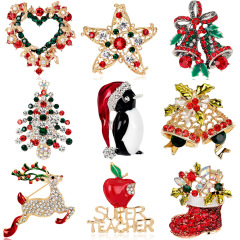 New Arrival Christmas Jewelry Boot Deer Tree Cartoon Colorful Crystal Brooches New Arrival Christmas Jewelry Boot Deer Tree Cartoon Colorful Crystal Brooches