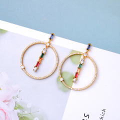 2019 Hot Sale women jewelry stainless steel diamond gold hoop earrings