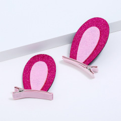 Cute Children 3D Cat Ears Shape Glitter Felt Metal Hair Clip Hairpin