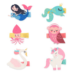 Children's cartoon princess mermaid super cute animal fabric kids hair clip for baby girls