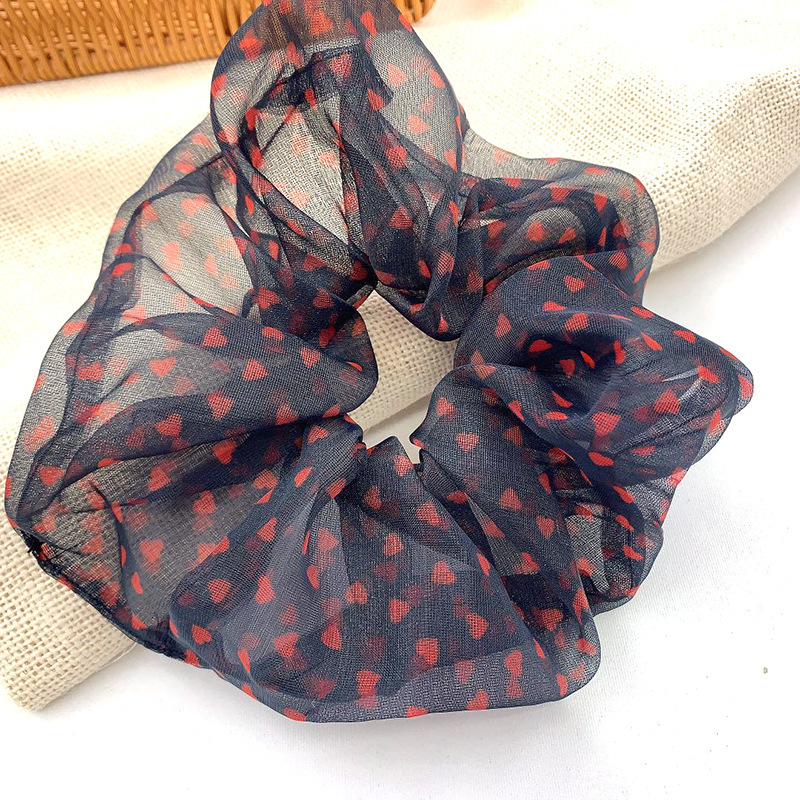 Wholesale summer large transparent heart organza hair scrunchies for women