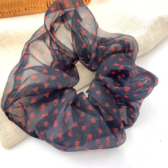 Wholesale summer large transparent heart organza hair scrunchies for women
