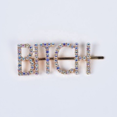 Korean hair grip pearl rhinestone hairpin colored letter hairpin with custom words