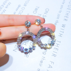 2019 new alloy zircon rhinestone circle s925 silver needle geometric earring 2019 new alloy zircon rhinestone circle s925 silver needle geometric earring