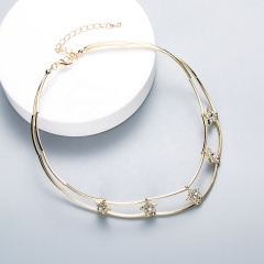 Cheap wish Amazon gold layer chain monogram chocker double layered necklace