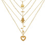 wholesale wish Amazon ins fashion gold rose heart chain choker multi-layer necklace for women lady girls
