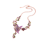 Wholesale women gift jewelry vintage artificial roses purple pearl flower necklace Wholesale women gift jewelry vintage artificial roses purple pearl flower necklace