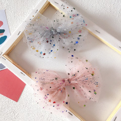 Korean new design sequins colorful stars multi-layer bowknot children hair clips for girls
