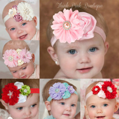 2020 Spring big flower hairbands with pearl baby girls headbands hair accessories