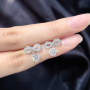 Wedding bride bridesmaid bowknot pendant 925 silver vvs moissanite earrings Wedding bride bridesmaid bowknot pendant 925 silver vvs moissanite earrings