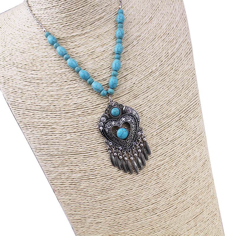 customized Amazon india africa fashion vintage Long  Metal Chain women Geometric stone bohemia boho Bead Tassel Necklace