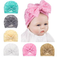 High quality newborn girl bow turban soft lace baby turban headband