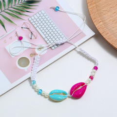 Bulk cheap unique hand modern woven pearl crystal cowrie sea shell bracelet for women