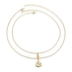 Luxury jewelry for women summer holiday design vintage rosary metal necklace