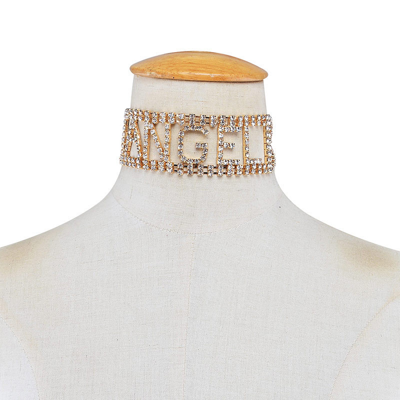 Fashion Punk Exaggeration Super Flash Night Club Rhinestone Letter HONEY Choker Necklace For Women Fashion Punk Exaggeration Super Flash Night Club Rhinestone Letter HONEY Choker Necklace For Women