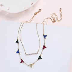 Wholesale women gift jewelry stainless steel pearl design colorful flag necklace