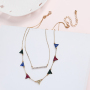 Wholesale women gift jewelry stainless steel pearl design colorful flag necklace Wholesale women gift jewelry stainless steel pearl design colorful flag necklace
