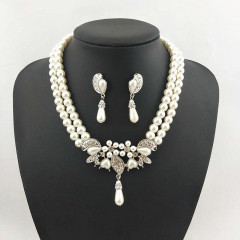 Rhinestone crystal Party korea Necklace Earrings Bridal Wedding pearl Jewelry Set Rhinestone crystal Party korea Necklace Earrings Bridal Wedding pearl Jewelry Set