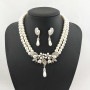 Rhinestone crystal Party korea Necklace Earrings Bridal Wedding pearl Jewelry Set Rhinestone crystal Party korea Necklace Earrings Bridal Wedding pearl Jewelry Set