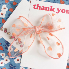 New candy color flocking love mesh gauze kids girls bow hair clips for children hair accessories