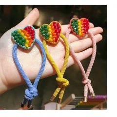 Korean hot sales colorful Christmas rhinestone crystal star heart elastic rubber hair band girls