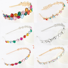 New women colorful glitter hairhoop bling metal hairband wedding rhinestone baroque headbands