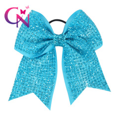 OEM Custom kids girls badys Material CN leading hair tie Sequin metallic gold cheer bows