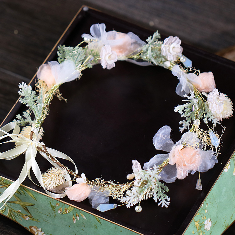 Wholesale korea Rhinestone gold bridal flower floral wedding garland