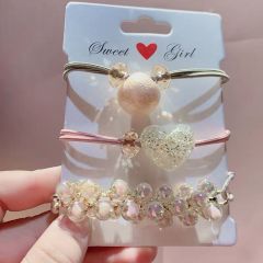 amazon ins fancy 3PCS  hairband elastic hair tie pearl for Women Girls