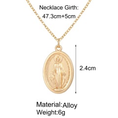 2020 hot sale creative retro style gold-color oval shape portrait coin necklace