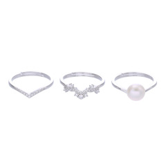 Fashion adjustable jewelry 925 silver accessories dancing party freshwater pearl ring