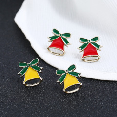 wholesale trendy women red yellow alloy paint Christmas bell stud earrings wholesale trendy women red yellow alloy paint Christmas bell stud earrings