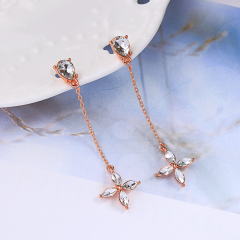 New 2019 trending product silver gold crystal flower tassel earrings