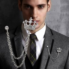 2020 INS amazon korean alloy rhinestone crystal cheap men's male brooches for men suit