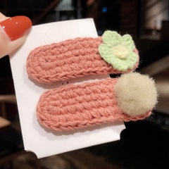 Top quality warm colored knitting ball mini flower acetate hair clip claw korean for little girl