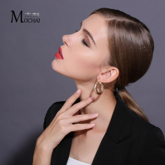 Wholesale women thread 18K gold plated circle hoop copper fashion earrings