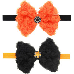 2020 Soft lace design black and orange baby girls headband hairband for kids hair accessories