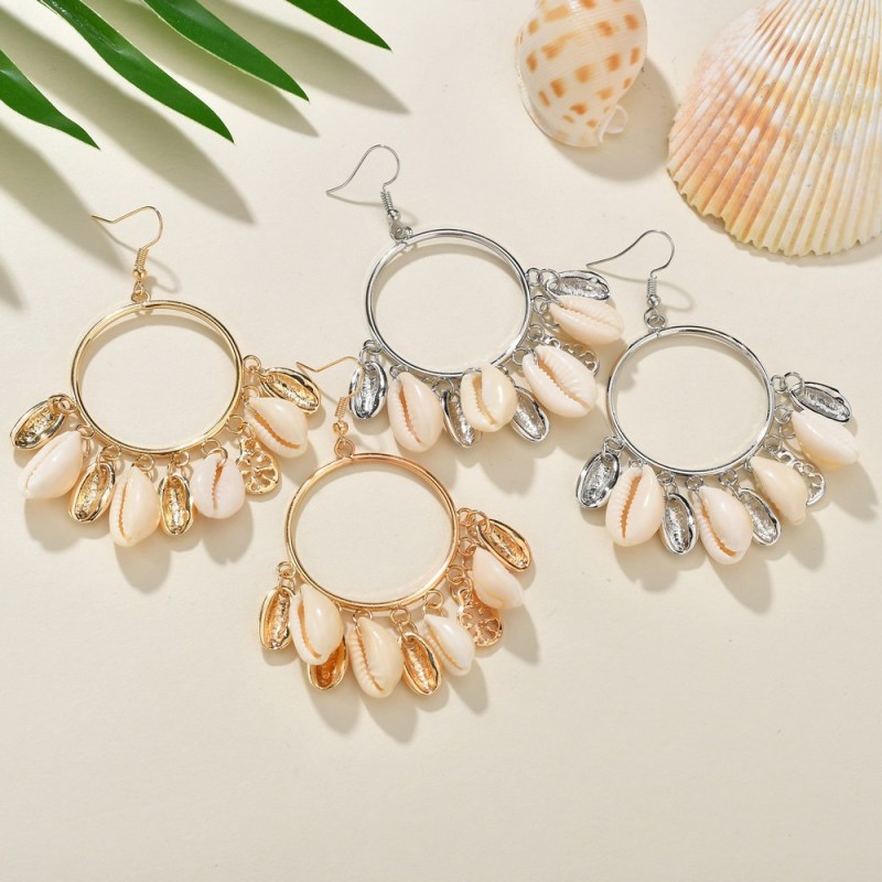 2019 Latest fashion jewelry for women gold silver string sea shell earrings