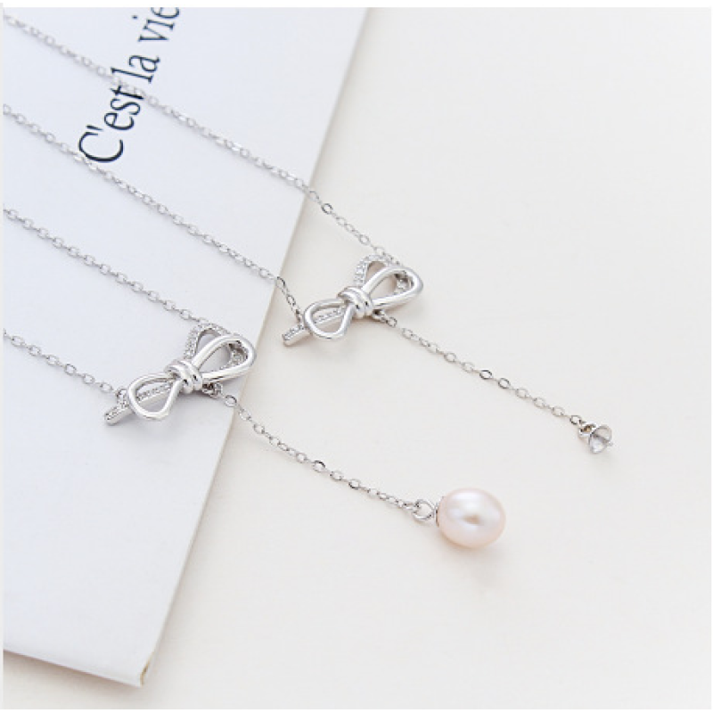Korean fashion valentine's day christmas gift jewelry 925 silver women pearl necklace long Korean fashion valentine's day christmas gift jewelry 925 silver women pearl necklace long