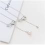 Korean fashion valentine's day christmas gift jewelry 925 silver women pearl necklace long Korean fashion valentine's day christmas gift jewelry 925 silver women pearl necklace long