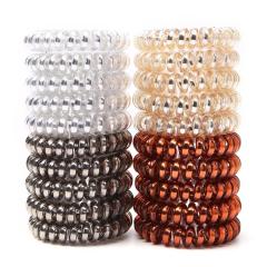 2020 Yiwu Factory Hair Accessory Glitter Metal Color Telephone Wire Hair Tie