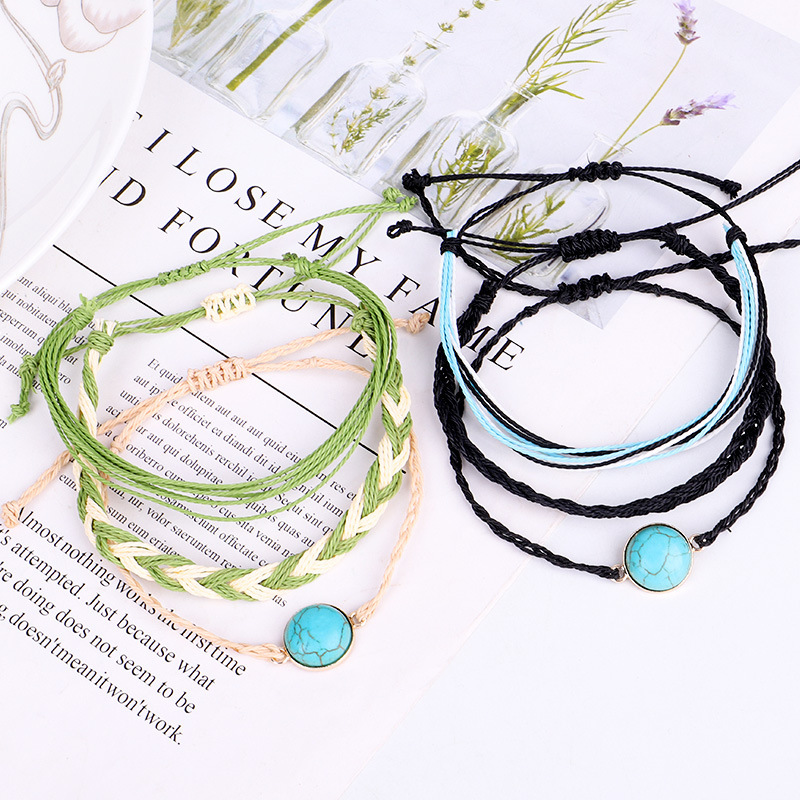 2019 custom adjustable blue opal stone cotton woven friendship bracelet 2019 custom adjustable blue opal stone cotton woven friendship bracelet