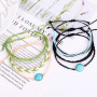 2019 custom adjustable blue opal stone cotton woven friendship bracelet 2019 custom adjustable blue opal stone cotton woven friendship bracelet