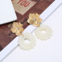 factory custom fashion trendy girls women double circle drop gold and pearl tassel earrings with pearl factory custom fashion trendy girls women double circle drop gold and pearl tassel earrings with pearl