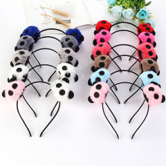 Korean fancy wholesale cute kids children panda head hairbands for girls Korean fancy wholesale cute kids children panda head hairbands for girls