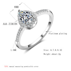 925 Sterling Silver Zircon Gemstone CZ Simple Statement Ring Engagement Ring
