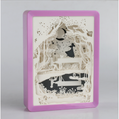 High quality best price Square Plastic Led Shadow Box 3D Wall Art Photo Frame Paper Cut Light