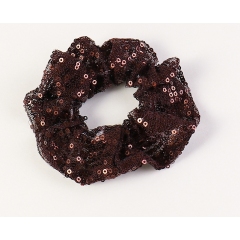 Amazon hot sale women girls handmade knitted sequins elastic hair scrunchies